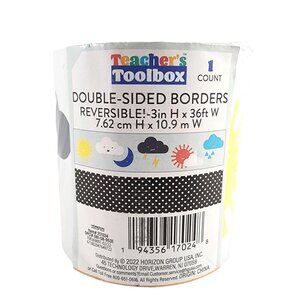 NIP Teacher's Toolbox Reversible Bulletin Borders Clouds & Polka Dots School 36'